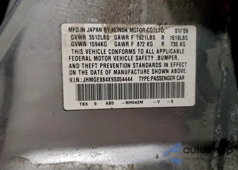 2009 Honda Fit Sport z USA, uszkodzony, nr VIN JHMGE884X9S054444